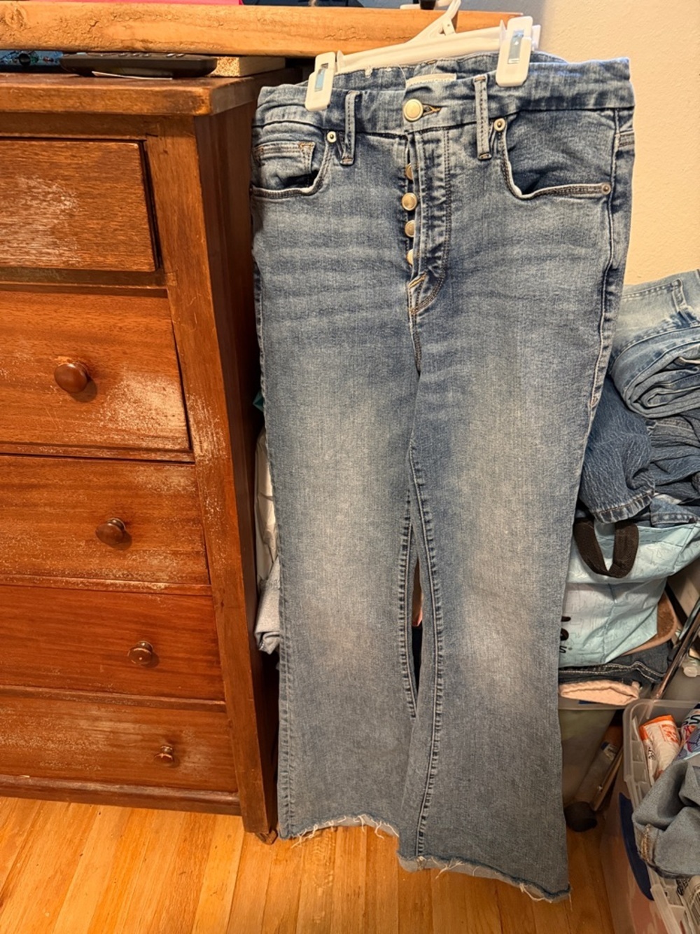 Good American Light Blue High-Rise Wide-Leg Button-Fly Jeans size 6/28. J135